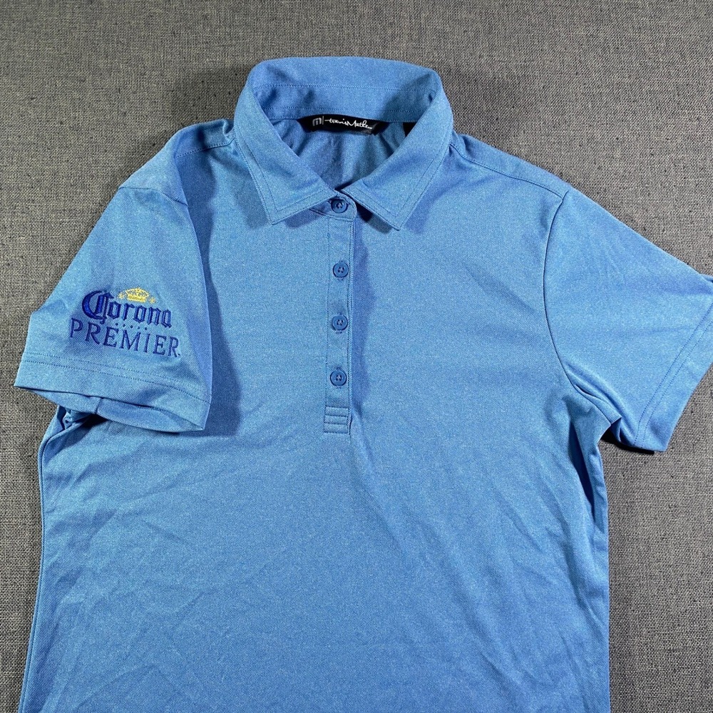 Travis Mathew Womens‎ Polo Shirt Blue Corona Premier Short Sleeve Size S